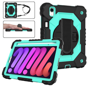 For iPad mini 6 Contrast Color Robot Silicone + PC Tablet Case(Black+Mint)