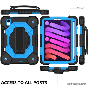 For iPad mini 6 Contrast Color Robot Silicone + PC Tablet Case(Black+Blue)
