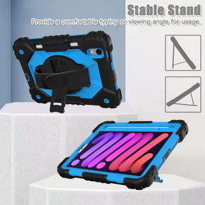 For iPad mini 6 Contrast Color Robot Silicone + PC Tablet Case(Black+Blue)
