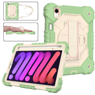 For iPad mini 6 Contrast Color Robot Silicone + PC Tablet Case(Matcha Green+Beige)
