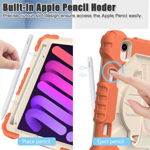 For iPad mini 6 Contrast Color Robot Silicone + PC Tablet Case(Coral Orange+Beige)