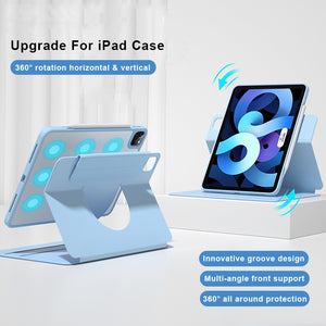 For iPad Pro 11 2022 / 2021 / 2020 / 2018 Front Stand Rotating Clear Back Smart Tablet Case(Sky Blue)