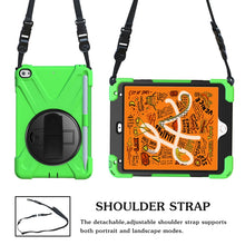For iPad Mini 5 360 Degree Rotation Silicone Protective Cover with Holder & Hand Strap & Long Strap & Pencil Slot(Grenn)