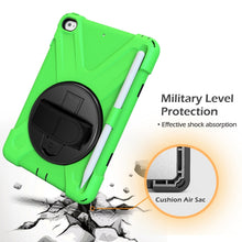 For iPad Mini 5 360 Degree Rotation Silicone Protective Cover with Holder & Hand Strap & Long Strap & Pencil Slot(Grenn)