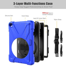 For iPad Mini 5 360 Degree Rotation Silicone Protective Cover with Holder & Hand Strap & Long Strap & Pencil Slot(Blue)