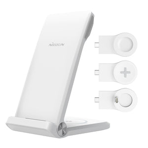 NILLKIN NKT12 3-in-1 Wireless Charger with Samsung Watch Charger, Plug Type:US Plug(White)
