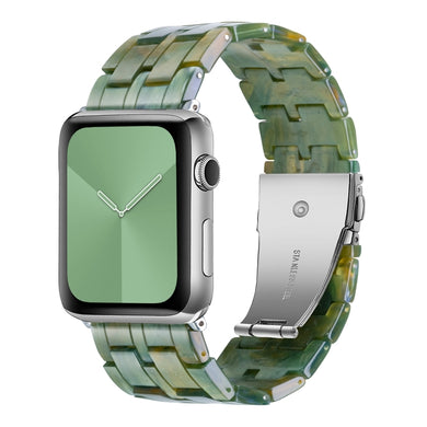 Five-bead Resin Watch Band For Apple Watch Series 8&7 41mm / SE 2&6&SE&5&4 40mm / 3&2&1 38mm(Aurora Green)