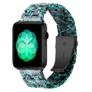 Five-bead Resin Watch Band For Apple Watch Series 8&7 41mm / SE 2&6&SE&5&4 40mm / 3&2&1 38mm(Claw Green)