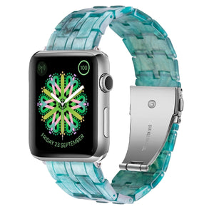 Five-bead Resin Watch Band For Apple Watch Series 8&7 41mm / SE 2&6&SE&5&4 40mm / 3&2&1 38mm(Milky Way Green)