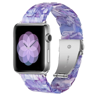 Five-bead Resin Watch Band For Apple Watch Series 8&7 41mm / SE 2&6&SE&5&4 40mm / 3&2&1 38mm(Purple Texture)