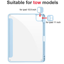 For iPad Pro 12.9 2022 / 2021 / 2020 / 2018 Acrylic 3-folding Smart Leather Tablet Case(Sky Blue)