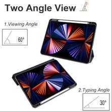 For iPad Pro 12.9 2022 / 2021 / 2020 / 2018 Acrylic 3-folding Smart Leather Tablet Case(Black)