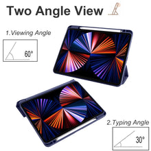 For iPad Pro 12.9 2022 / 2021 / 2020 / 2018 Acrylic 3-folding Smart Leather Tablet Case(Dark Blue)