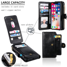 For iPhone X / XS Multifunctional Retro Detachable Magnetic Horizontal Flip Leather Case with Card Slots & Holder & Wallet & Photo Frame(Black)