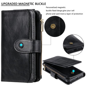 For iPhone X / XS Multifunctional Retro Detachable Magnetic Horizontal Flip Leather Case with Card Slots & Holder & Wallet & Photo Frame(Black)