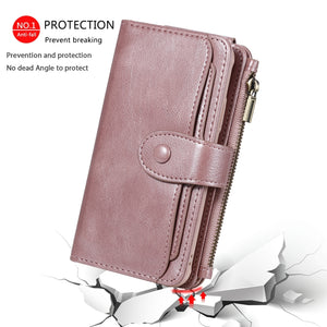 For iPhone X / XS Multifunctional Retro Detachable Magnetic Horizontal Flip Leather Case with Card Slots & Holder & Wallet & Photo Frame(Rose Gold)