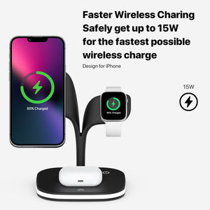 SoulBytes YM-UD22 15W 5 in 1 Magnetic Wireless Charger with Stand Function(Black)
