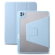 For iPad Pro 12.9 2022 / 2021 / 2020 / 2018 3-Fold 360 Rotation Acrylic Leather Smart Tablet Case(Baby Blue)