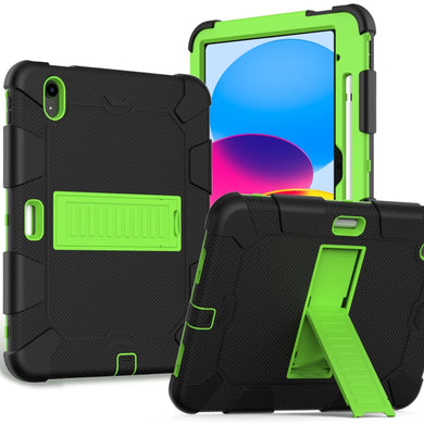 For iPad 10th Gen 10.9 2022 Two-Color Robot Shockproof Silicone + PC Protective Tablet Case(Black + Yellow Green)