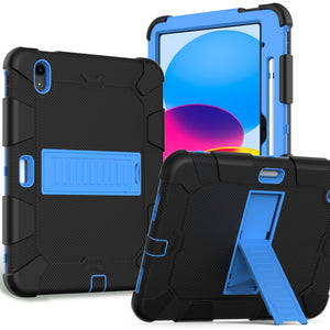 For iPad 10th Gen 10.9 2022 Two-Color Robot Shockproof Silicone + PC Protective Tablet Case(Black + Blue)