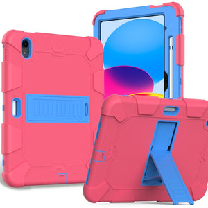For iPad 10th Gen 10.9 2022 Two-Color Robot Shockproof Silicone + PC Protective Tablet Case(Rose Red + Blue)
