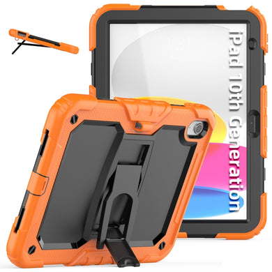 For iPad 10th Gen 10.9 2022 Shockproof Silicone + PC Protective Tablet Case(Black + Orange)