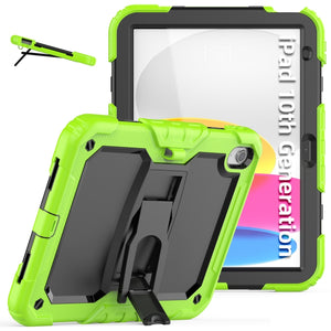 For iPad 10th Gen 10.9 2022 Shockproof Silicone + PC Protective Tablet Case(Black + Yellow Green)