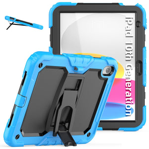 For iPad 10th Gen 10.9 2022 Shockproof Silicone + PC Protective Tablet Case(Black + Light Blue)