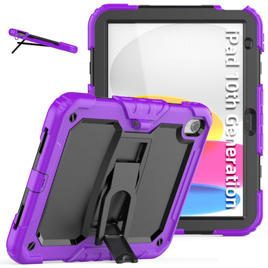For iPad 10th Gen 10.9 2022 Shockproof Silicone + PC Protective Tablet Case(Black + Purple)