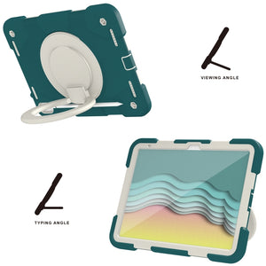 For iPad 10th Gen 10.9 2022 360 Rotation PC+Silicone Tablet Case(Blackish Green)