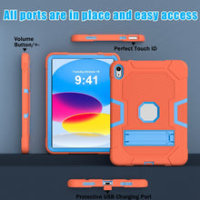 For iPad 10th Gen 10.9 2022 Contrast Color Robot Silicone + PC Tablet Protective Case(Orange Blue)