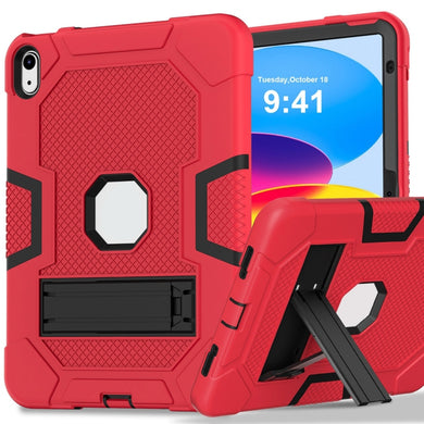 For iPad 10th Gen 10.9 2022 Contrast Color Robot Silicone + PC Tablet Protective Case(Red Black)