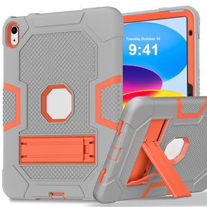 For iPad 10th Gen 10.9 2022 Contrast Color Robot Silicone + PC Tablet Protective Case(Grey Orange)