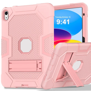 For iPad 10th Gen 10.9 2022 Contrast Color Robot Silicone + PC Tablet Protective Case(Rose Gold)