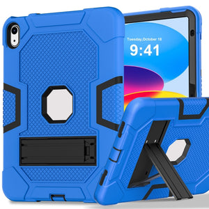 For iPad 10th Gen 10.9 2022 Contrast Color Robot Silicone + PC Tablet Protective Case(Dark Blue Black)