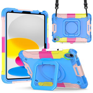 For iPad 10th Gen 10.9 2022 Silicone + PC Bracelet Holder Tablet Case(Camouflage + Blue)