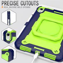 For iPad 10th Gen 10.9 2022 Silicone + PC Bracelet Holder Tablet Case(Navy Blue + Yellow Green)