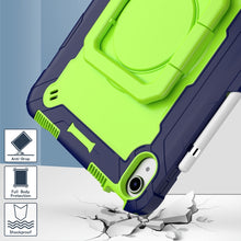 For iPad 10th Gen 10.9 2022 Silicone + PC Bracelet Holder Tablet Case(Navy Blue + Yellow Green)