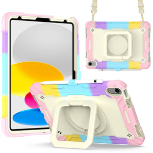 For iPad 10th Gen 10.9 2022 Silicone + PC Bracelet Holder Tablet Case(Bright Pink)