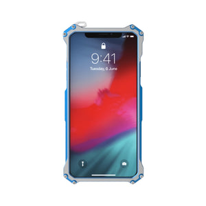 For iPhone X R-JUST Shockproof Armor Metal Protective Case(Blue)