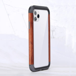 For iPhone 11 Pro Max R-JUST Metal + Wood Frame Protective Case