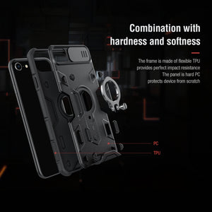 For iPhone SE 2022 / SE 2020 / 8 / 7 NILLKIN Shockproof CamShield Armor Protective Case with Invisible Ring Holder(Black)