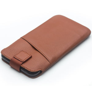 For iPhone XS Max QIALINO Nappa Texture Top-grain Leather Liner Bag with Card Slots(Brown)