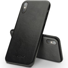 For iPhone XS Max QIALINO Shockproof Kangaroo Skin Leather Protective Case(Black)