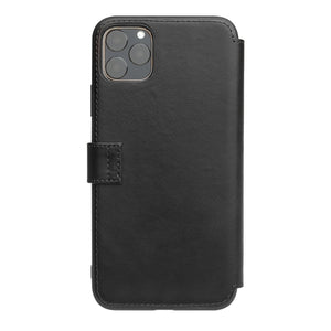 For iPhone 11 Pro Max QIALINO Business Magnetic Buckle Horizontal Flip Leather Case with Card Slots(Black)
