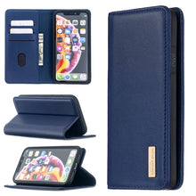 For iPhone XR 2 in 1 Detachable Magnetic Horizontal Flip Genuine Leather Case with Holder & Card Slots & Wallet(Blue)