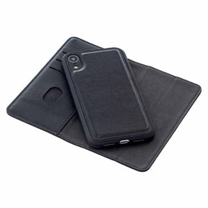 For iPhone XR 2 in 1 Detachable Magnetic Horizontal Flip Genuine Leather Case with Holder & Card Slots & Wallet(Black)
