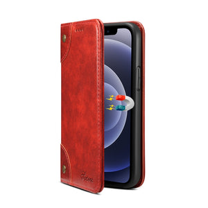 For iPhone 12 / 12 Pro Baroque Simple Horizontal Flip Leather Case with Holder & Card Slots & Wallet(Red)