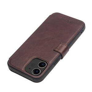 For iPhone 12 / 12 Pro QIALINO Business Magnetic Horizontal Flip Leather Case with Card Slots & Wallet(Dark Brown)