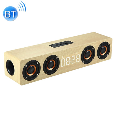 W8C Wooden Clock Subwoofer Bluetooth Speaker, Support TF Card & U Disk & 3.5mm AUX(Yellow Wood)